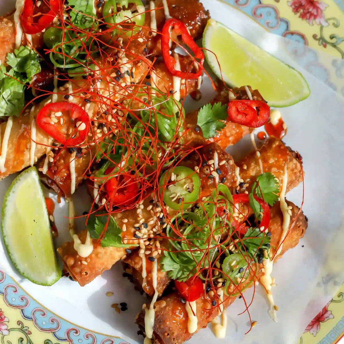 Crab Rangoon Taquitos with Sweet Chili Honey