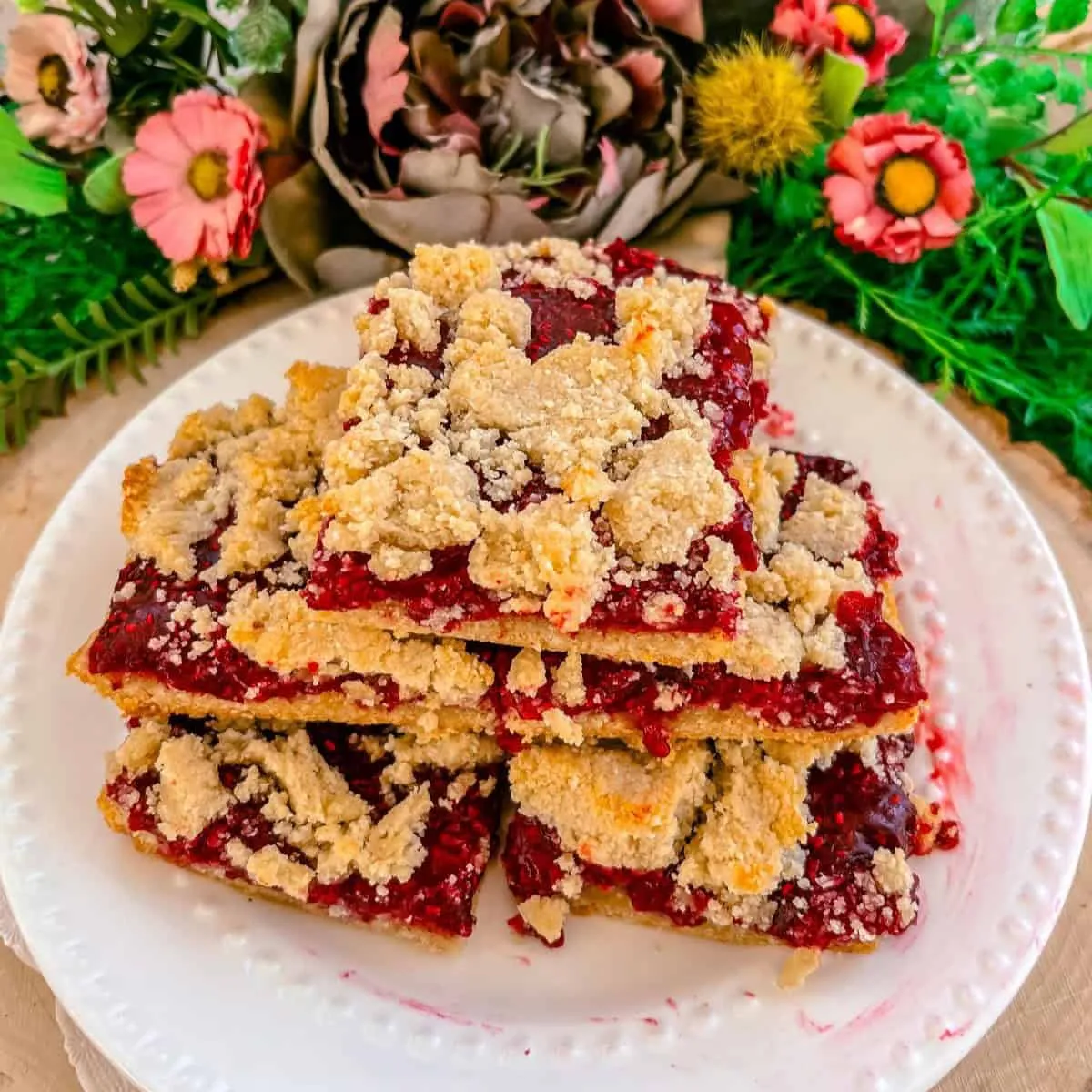 Paleo & Vegan Raspberry Crumble Bars