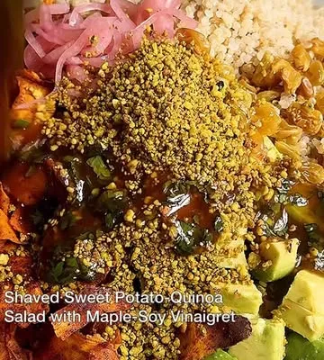 Recipe 'SHAVED SWEET POTATO-QUINOA SALAD WITH MAPLE-SOY VINAIGRETTE!'