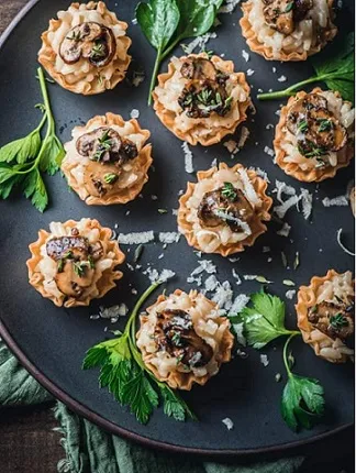 Parmesan Risotto and Mushroom Ragù Phyllo Cup Bites