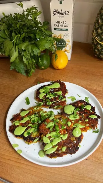 Zucchini + Corn Fritters with a Spicy Green Goddess Sauce
