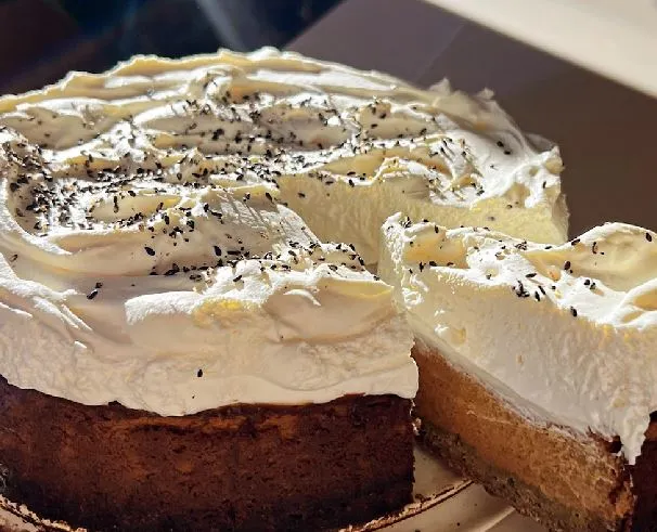 Pumpkin Cream Pie with Sesame Shortbread Crust