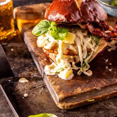 Recipe 'Teriyaki Chicken Burgers with Bang Bang Pineapple Slaw'