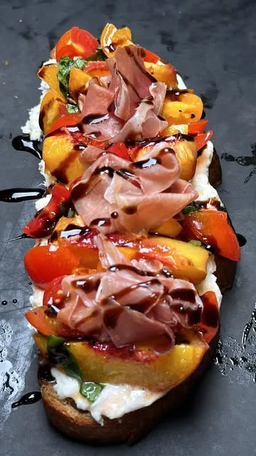 Air-fried Peach Burrata Toast