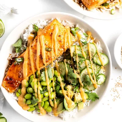 Recipe 'Hot Honey Salmon with Rice Recipe'