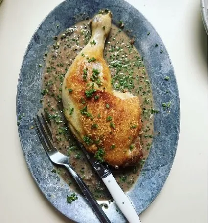 Crispy Chicken Au Poivre with Miso and Creme Fraiche