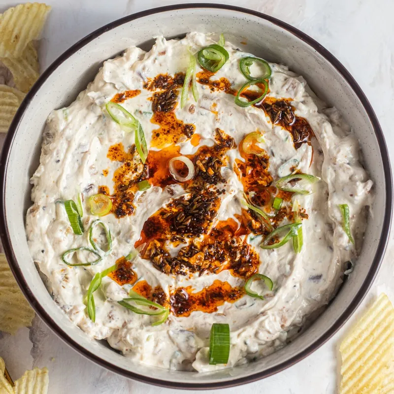 Sour Cream Dip With Spicy Tadka