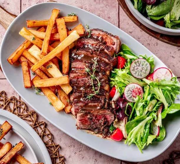 Steak Frites with Easy Red Wine Pan Sauce