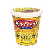 Key Food Ricotta Cheese, Whole Milk