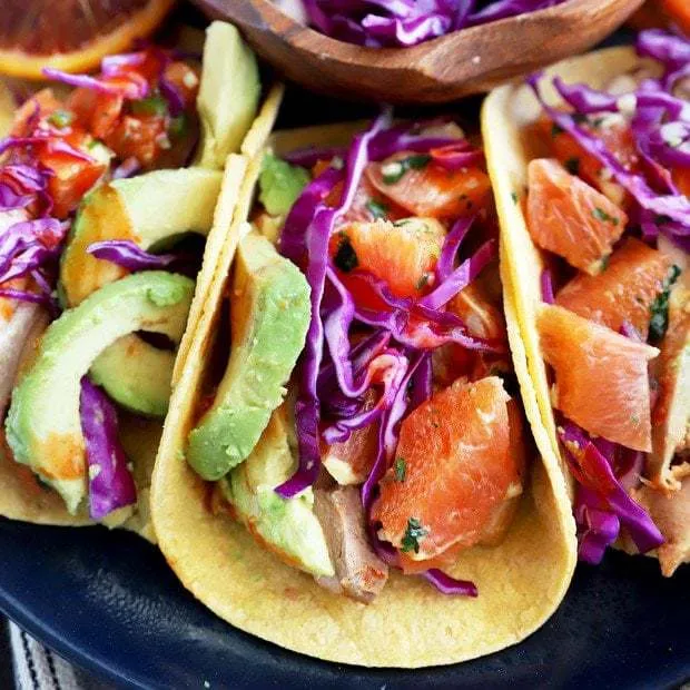 Blood Orange Honey Ginger Chicken Tacos with Cara Cara Orange Salsa