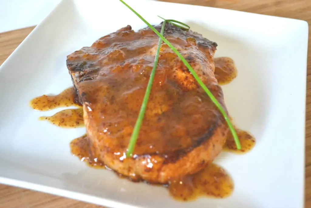 Peach and Mustard Glazed Pork Chops