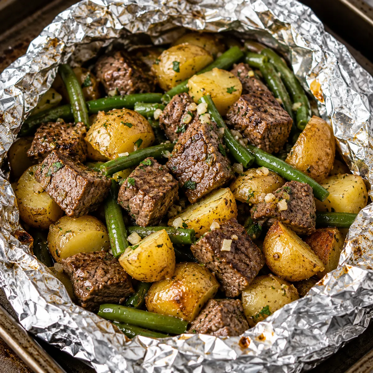 Foil Packet Steak and Potatoes