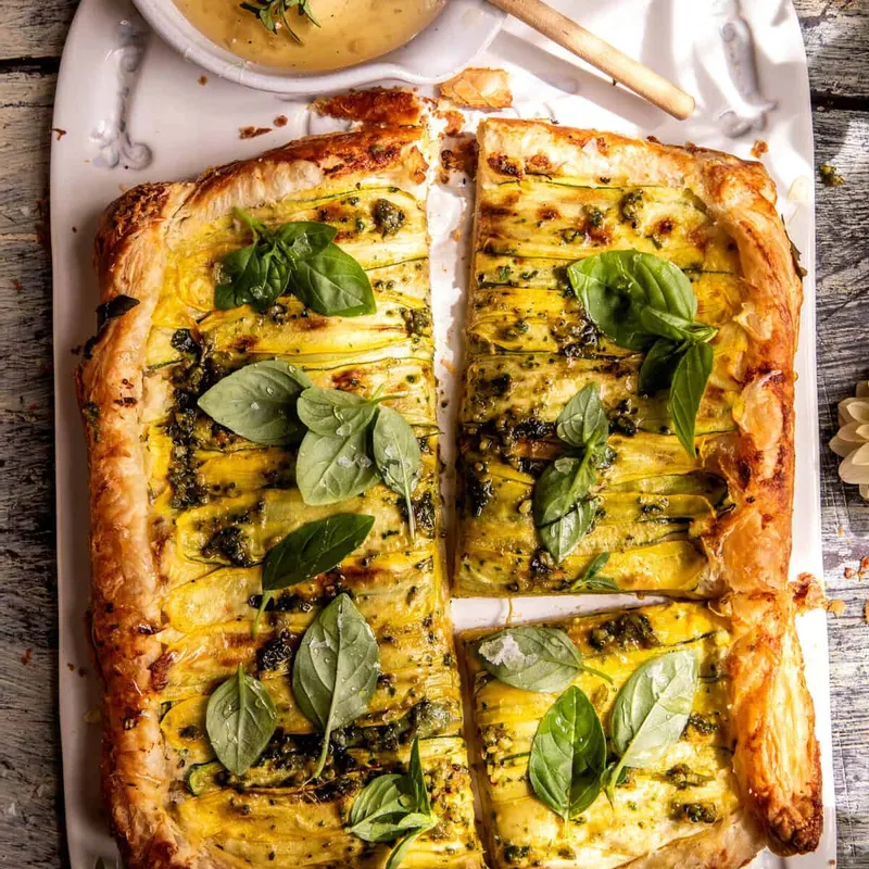 Zucchini Ricotta Pesto Tart