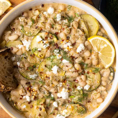 Recipe 'One Pot Lemon Feta Beans with Zucchini'