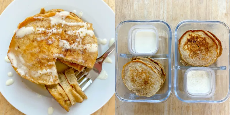 Snickerdoodle Pancakes and Cream Cheese Drizzle
