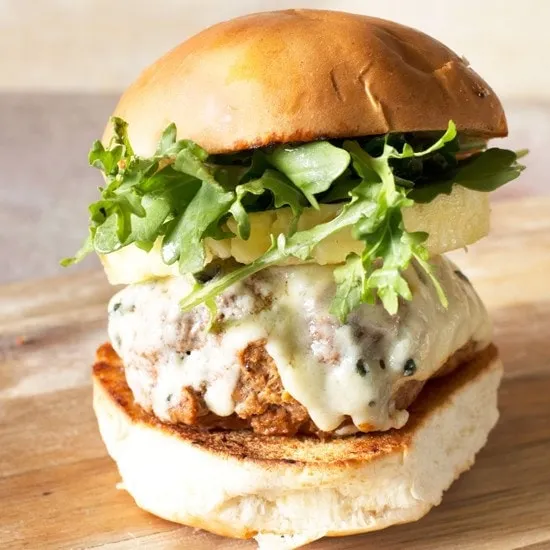 Tropical Buffalo Blue Cheese Turkey Burgers