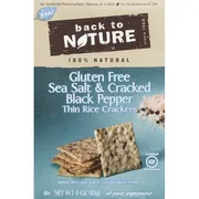 Back to Nature Crackers, Rice, Thin, Sea Salt & Cracked Black Pepper