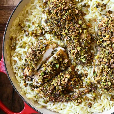 Recipe 'Pistachio Chicken with Lemon Orzo'
