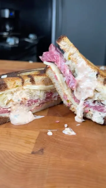 Reuben Sandwich with Homemade Corned Beef and Russian Dressing