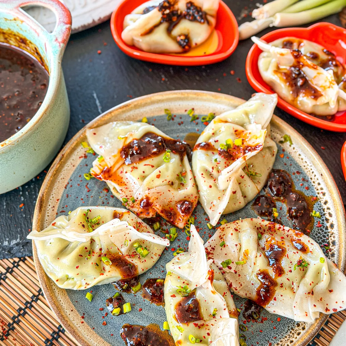 Pan fried Edamame Dumplings
