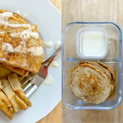 Recipe 'Snickerdoodle Pancakes and Cream Cheese Drizzle'