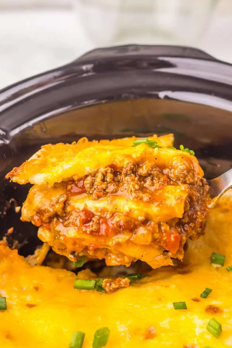 Slow Cooker Chili Cheese Enchilada Bake