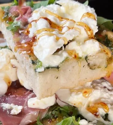 Recipe 'Burrata Focaccia Pizza with Pesto and Hot Honey'