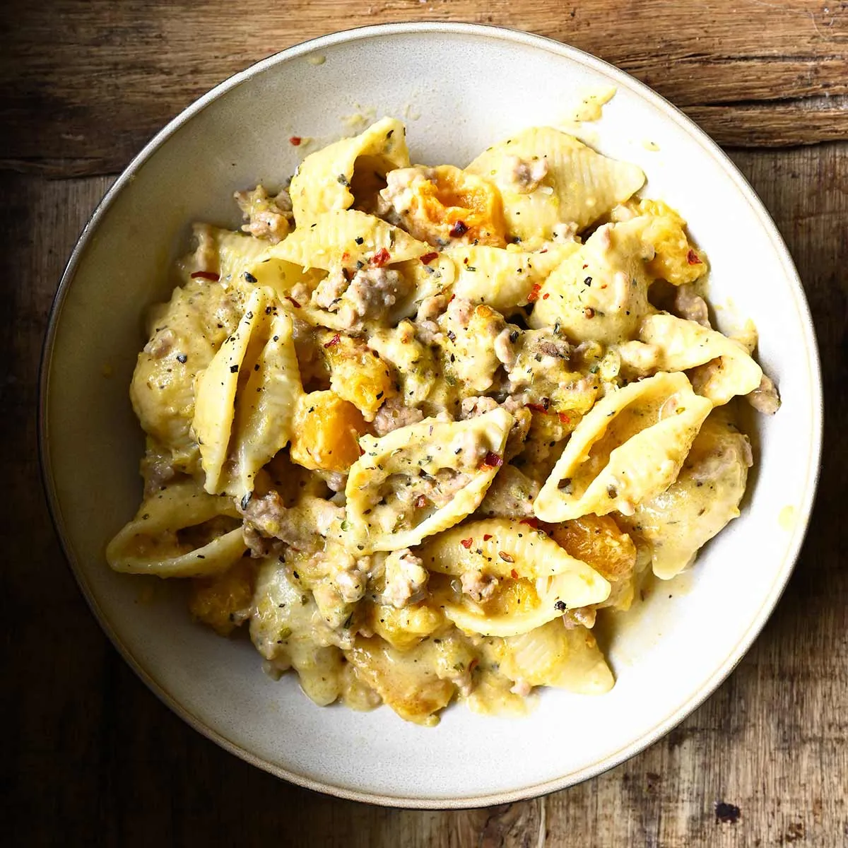 Mascarpone Butternut Squash Pasta with Pork
