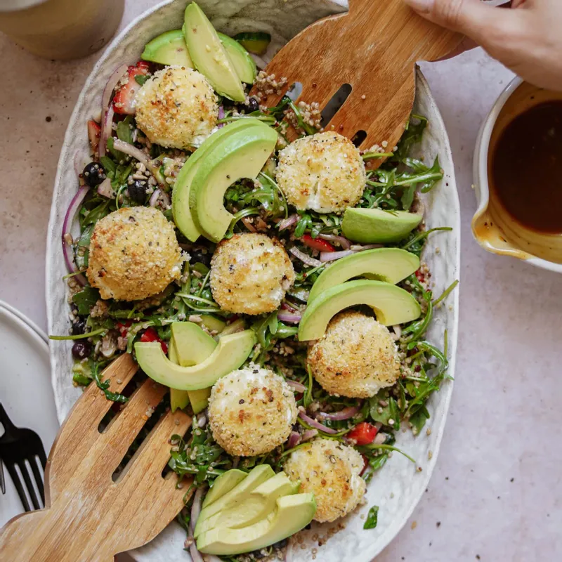 Spring Salad with Baked Goat Cheese Balls