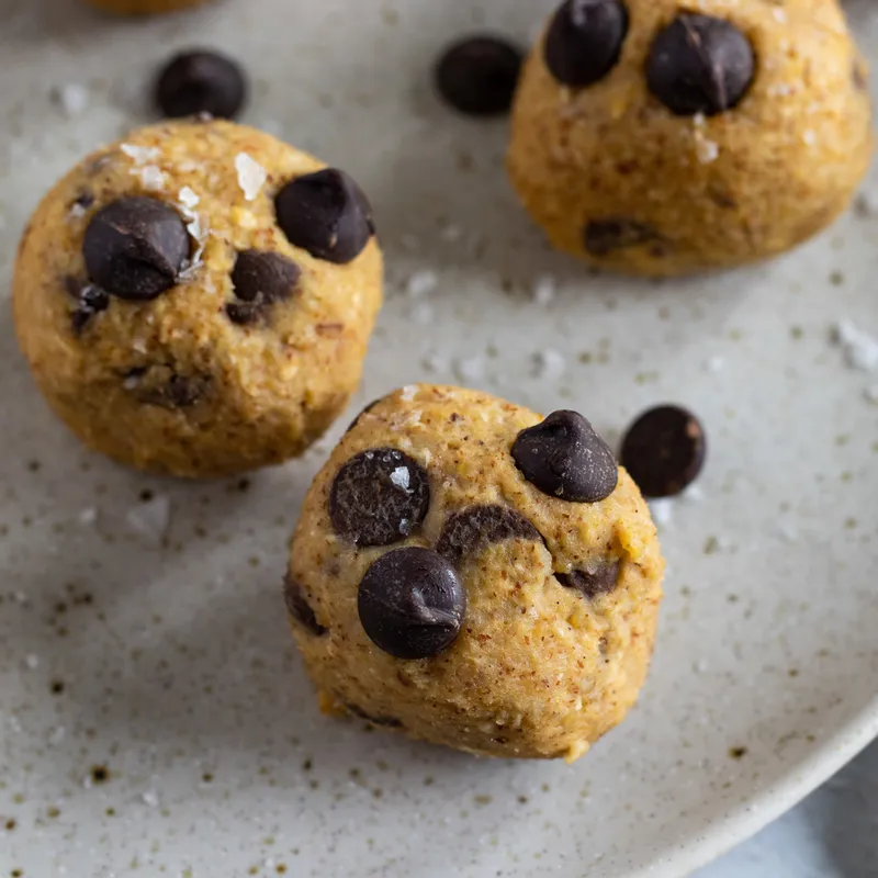 vegan chickpea protein cookie dough bliss balls