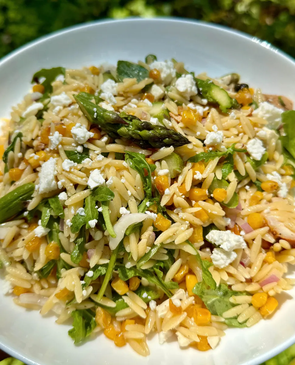 Summer Cajun Chicken & Corn Asparagus Orzo