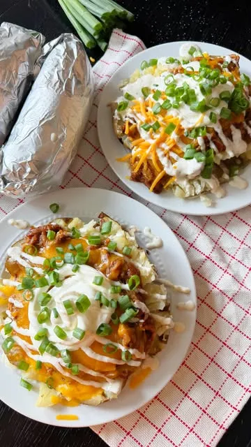 Loaded Pulled Pork Baked Potatoes!