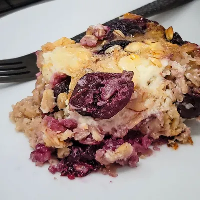 Recipe 'Cherry Baked Oatmeal with a Cheesecake Swirl (Includes Dairy-Free Option)'