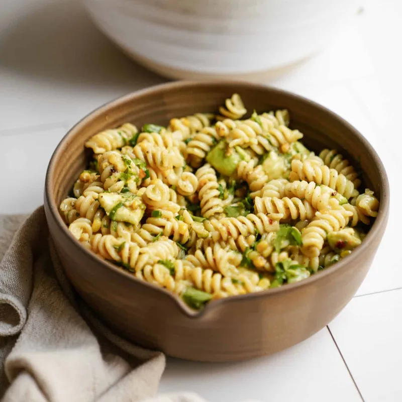 Grilled Corn + Avocado Pasta Salad
