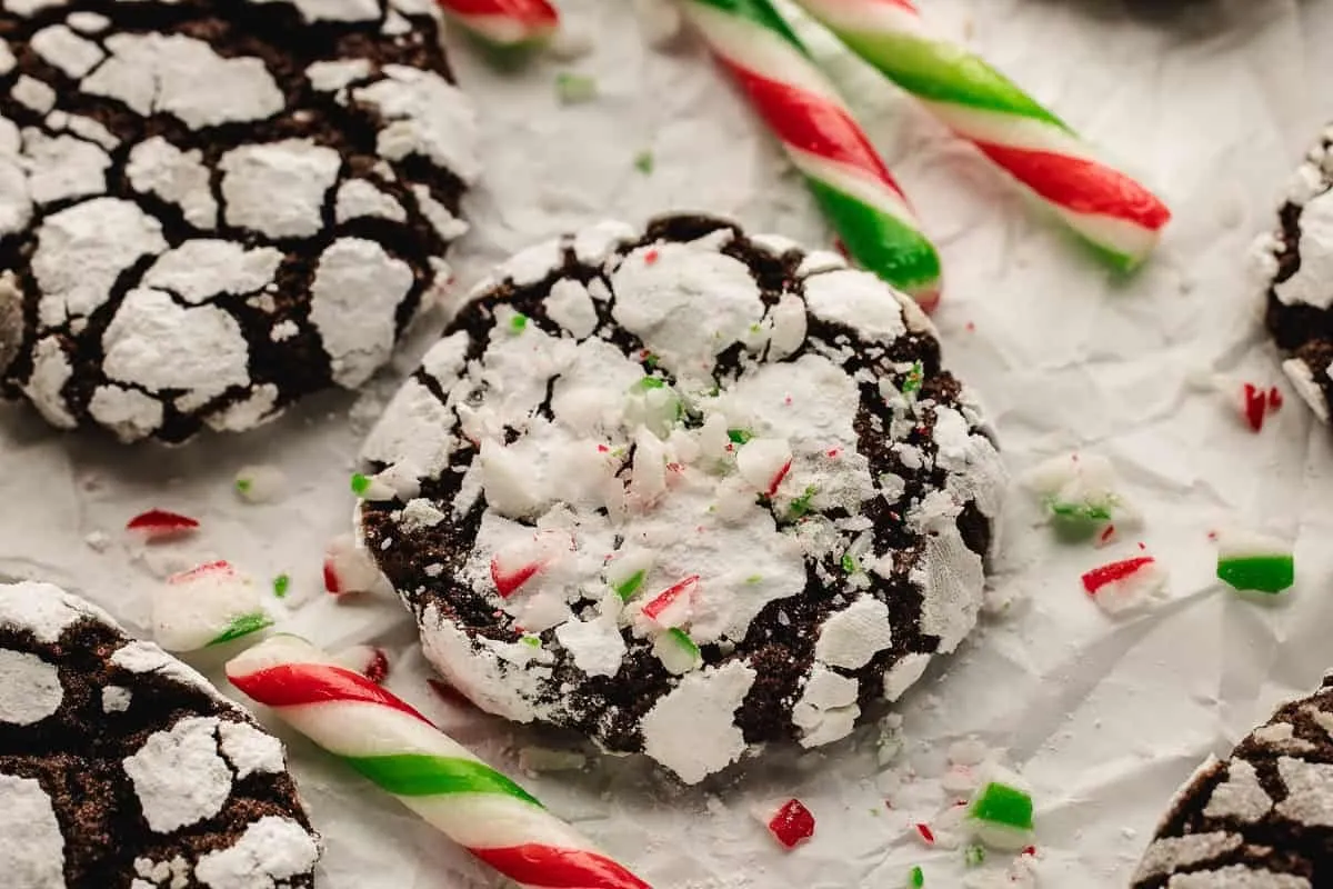 Chocolate Peppermint Crinkle Cookies