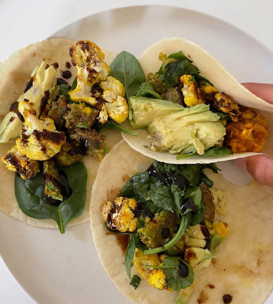 Cauliflower Veggie Burger Tacos