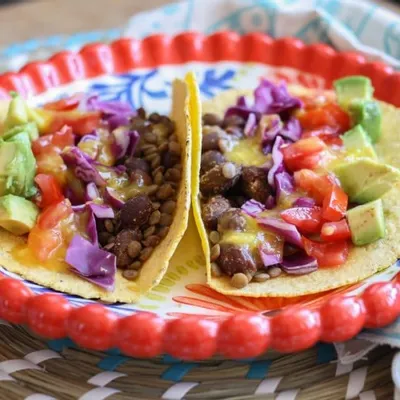 Recipe 'Rainbow Tacos With Tangy Mango Dressing'