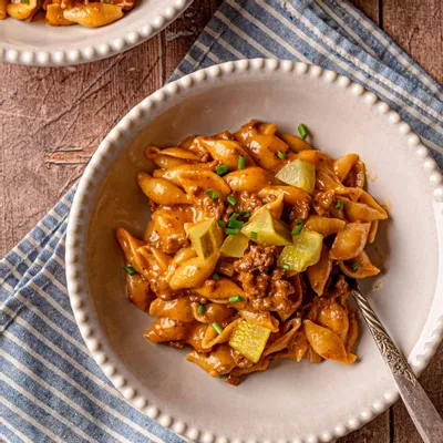 Recipe 'One-Pot Cheeseburger Pasta'