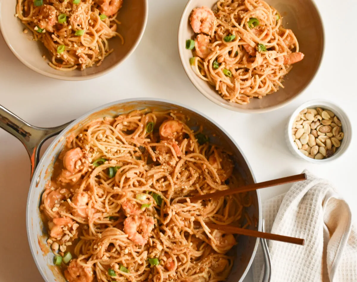 Shrimp Noodles with Homemade Peanut Sauce Recipe