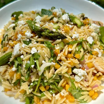 Recipe 'Summer Cajun Chicken & Corn Asparagus Orzo'