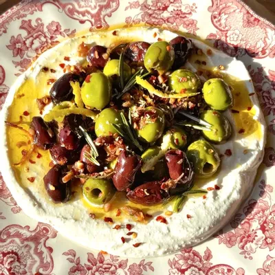 Recipe 'Whipped Feta Roasted Olive Dip'
