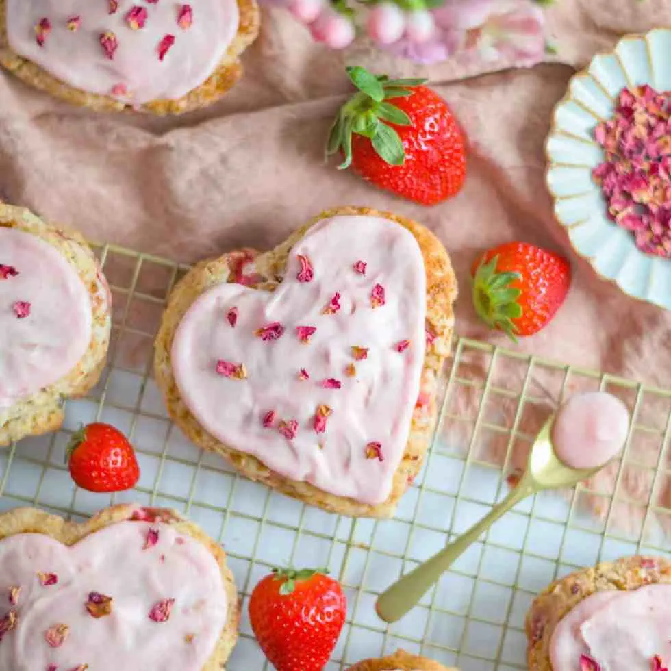 Strawberry Cream Scones with Rose