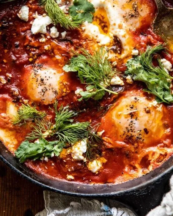 Eggs in Purgatory with Chile Butter and Feta