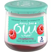 Yoplait Oui Raspberry Coconut Based Dairy Free Yogurt Alternative, Glass Yogurt Jar