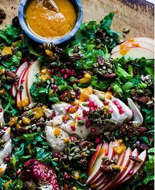 Fall Chicken Salad with Pepita Granola and a Pumpkin Vinaigrette