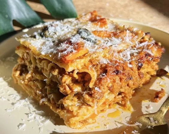 Pork and Pumpkin Lasagna with Miso and Crispy Sage