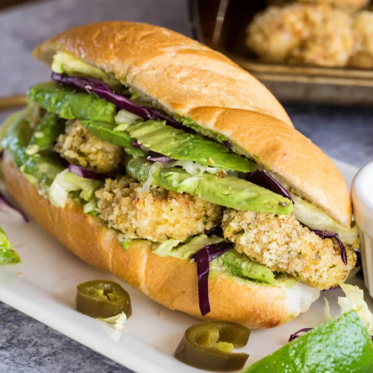 Shrimp Po' Boy with Avocado Remoulade