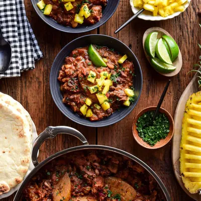 Recipe 'Caribbean Baked Beans with Jerk-Spiced Pork Shoulder'