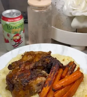 Recipe 'Baked Chicken Dinner with Mashed Potatoes and Honey-Glazed Carrots'