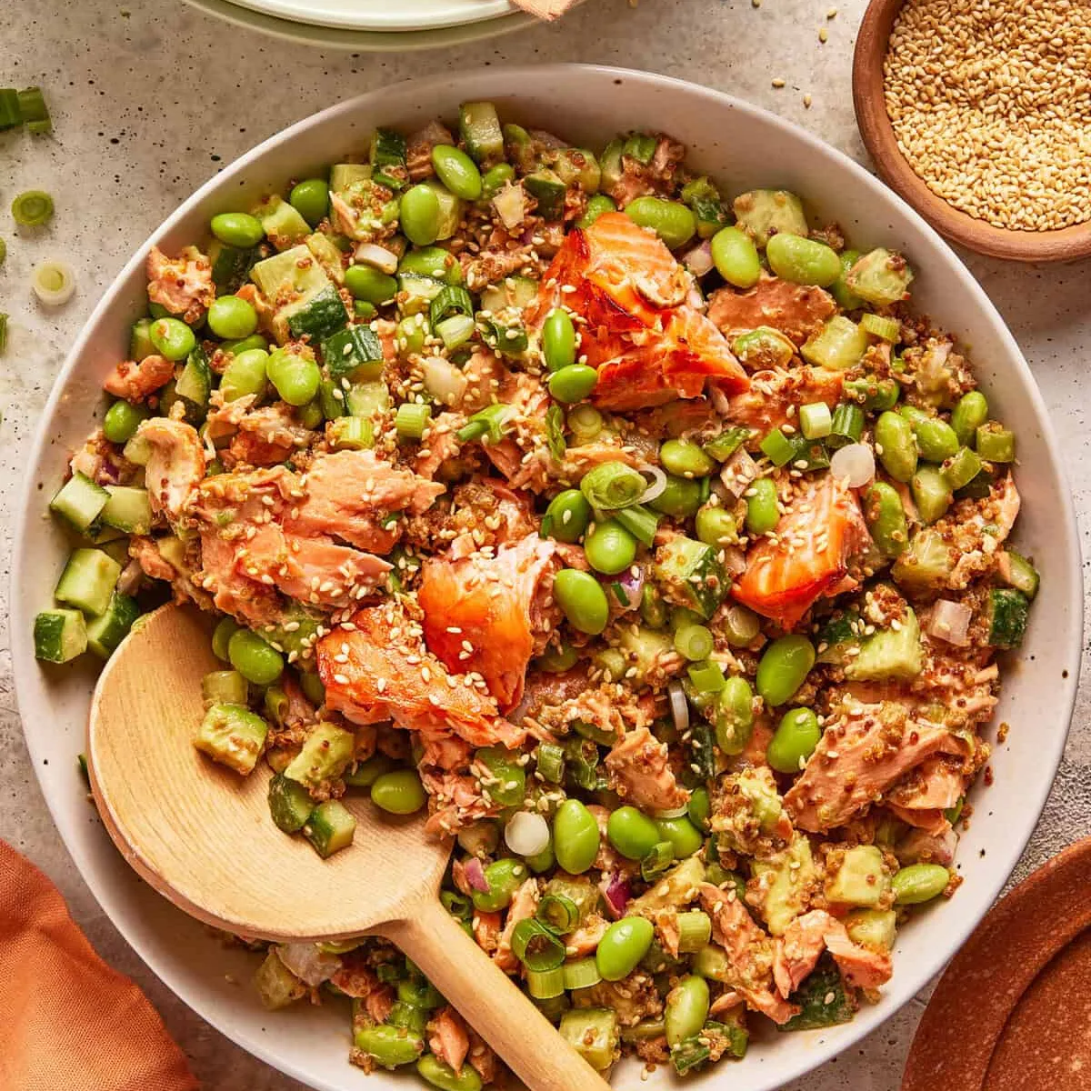 Crunchy Quinoa Bang Bang Salmon Salad